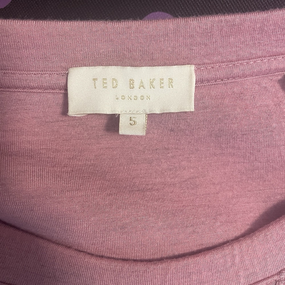 TED BAKER LONDON Womens Sz 5 (US 12) Puff Sleeve Sweatshirt Pink Heathered - Picture 13 of 14